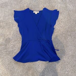 Electric blue short sleeve blouse